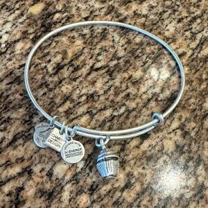 Alex and Ani Silver Charm Bracelet with Cupcake